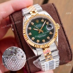 Swiss Quality Rolex Datejust Watches Two Tone Green Dial