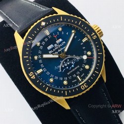 2020 New! Swiss Blancpain Fifty Fathoms Bathyscaphe Men Watch Gold and Blue