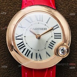 Super Clone Cartier Ballon Bleu De 30mm Watch Rose Gold Silver Dial