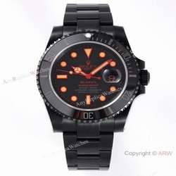 2021 New! Swiss Grade Rolex Submariner Blaken IPK 2824 Men Watch Orange Markers
