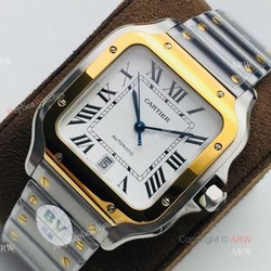 1:1 Copy  Cartier Santos Silver Gold Best Replica Watches with SmartLink QuickSwitch Band
