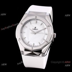New Style Replica Hublot Sang Bleu Watches White Rubber Strap 45mm