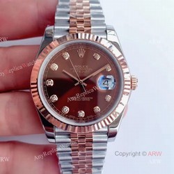 AAA Quality Noob Rolex Jubilee Rose Gold Datejust Choclate Dial With Diamonds Jubilee Bracelet replica Watches