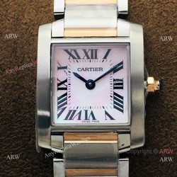 Super Clone Cartier Tank Francaise 2 Tone Rose Gold Pink Watch CC708177