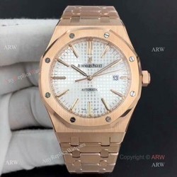 BF Swiss Replica AP 15400 Audemars Piguet Royal Oak Rose Gold Silver Dial Watch