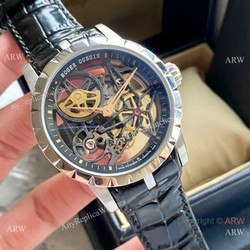 New Replica Roger Dubuis Excalibur 46 Watch Black Hollow Face Men Size