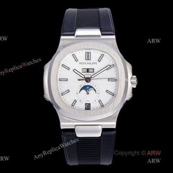 (GR) V2 Version  New Patek Philippe Nautilus Annual Calendar 5726 Moonphase Watch With Black Rubber Strap