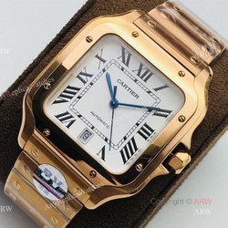 1:1 Copy  BV Factory Replica Cartier Santos Rose Gold Watches With SmartLink QuickSwitch Band