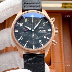 New Replica IWC Big Pilots Rose Gold Chronogaph Watch 43mm