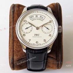 Swiss Grade 1A IWC Portugieser Annual Calendar IW503501 ZF White Dial Leather Strap