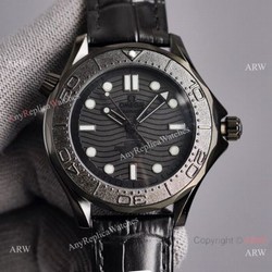 New 2021 Watches  Swiss Omega Seamaster Diver 300m Black Black Watch Leather Strap