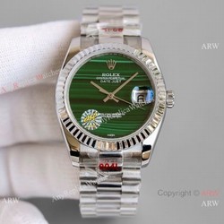 New! Swiss Clone Rolex Datejust Malachite Dial Stainless Steel 36mm