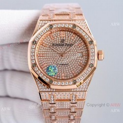 Best Audemars Piguet Royal Oak Rose Gold Full Diamond Automatic Watch 41mm