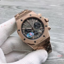 Japan Grade Copy Audemars Piguet Royal Oak Watches Rose Gold Gray Dial 44mm