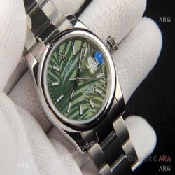Rolex new Datejust 36 Olive Green Palm dial SS Oyster Bracelet AAA Copy