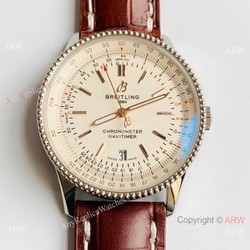 V7 Factory Swiss Replica Breitling Navitimer 1 Watch Stainless Steel Brown Leather Strap