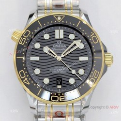 2021 Latest Replica Omega Seamaster Diver 300m OR 8800 Two Tone Black Dial Watch 42mm