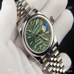 2021 New Rolex Datejust 36 with Olive Green Palm dial Domed Bezel
