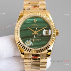 New! Swiss Grade Copy Rolex Datejust Malachite Dial Yellow Gold Watch 36mm
