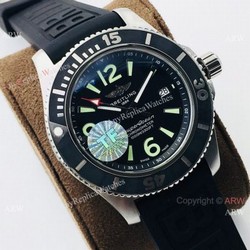 2021 New! TF Factory Breitling Superocean 44mm Watch Black Dial Rubber Strap