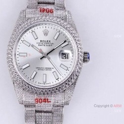 Diamond Rolex Datejust 41 Silver Dial For Mens Watch Best Replica