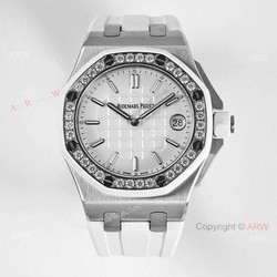 Ladies Audemars Piguet Royal Oak Offshore 37mm White Dial Quartz Watch Ref 67540sk