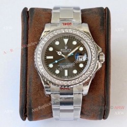 (ROF) 1-1 Best Replica Rolex Yacht-Master Gray Dial Diamond  Custom Luxury watches