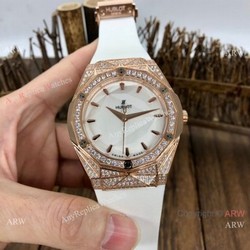 Swiss Quality Copy Hublot Big Bang Sang Bleu Watches Rose Gold Diamonds