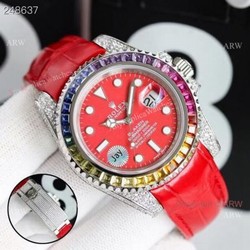 New Blaken Rolex Submariner Red Dial Rainbow Bezel Swiss Replica Watches 40mm