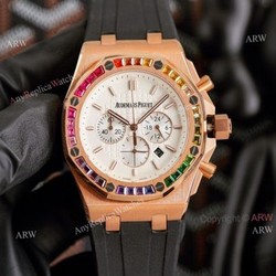 Knockoff Audemars Piguet Royal Oak 42mm Rose Gold Rainbow Watch Quartz Movement