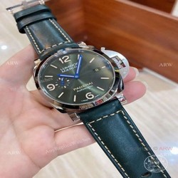 New Panerai 2021 Copy Panerai Green Dial Marina Watch 44mm Green Leather Strap