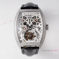 1:1 Super Clone Franck Muller Thunderbolt Tourbillon Iced Out Stainless Steel Watch  72 hour power reserve