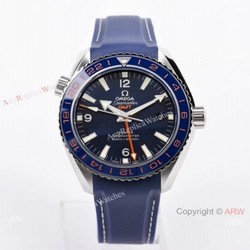 Swiss Copy Omega Seamaster Planet Ocean 600m Co-Axial GMT VSF 8605 Watch Blue Rubber Strap