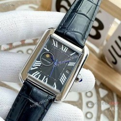 Replica Cartier Tank Moonphase Watches Leather Strap
