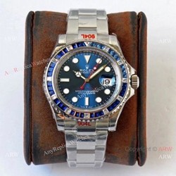 (ROF) Rolex Yacht-Master Blue Diamond Stainless Steel Copy Watch 2021 New!