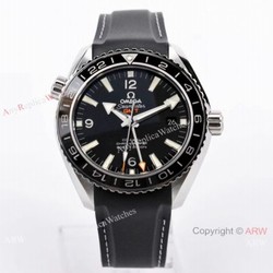 Swiss Grade Copy Omega Seamaster 600m Co-Axial GMT VS Factory 8605 Watch Black Rubber Band