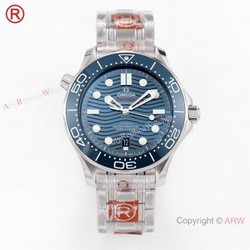 2021 NEW  Grade A Replica Omega Seamaster 300m Diver Blue Dial OR Calibre 8800 Watch 42mm
