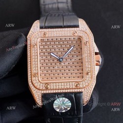 Iced Out Cartier Santos 100 Replica Watches Automatic High End Replica
