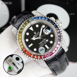 New Rolex Submariner Black Dial Rainbow Bezel Asia 2824 Replica Watches 40mm