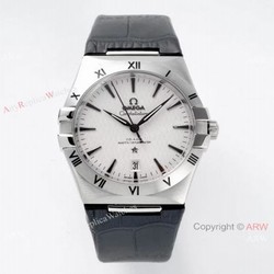 2021 New! AI Factory Omega Constellation 8800 Watch White Dial Black Leather Strap