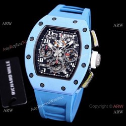 Best Replica Light Blue Richard Mille RM011-FM Baby Blue Last Edition Ceramic Watch For Men