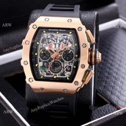 AAA Quality Richard Mille Flyback RM11 Watch Rose Gold and Black Version