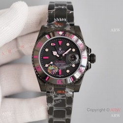 Swiss Copy Rolex Blaken Submariner 2836 Watch Red Markers 40mm