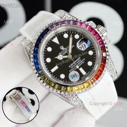 New Rolex Submariner Rainbow Bezel Black Dial Asia 2824 Replica Watches 40mm