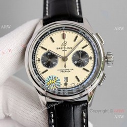 JH Factory Swiss Copy Breitling Premier B01 Asia7750 Chronograph Watches White Dial