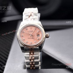 AAA Copy Rolex Datejust 2-Tone Rose Gold Salmon Dial Watches 28mm Ladies