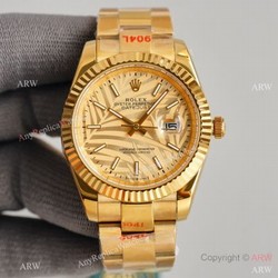 Swiss Quality Rolex Oyster Perpetual Datejust 41mm Watch All Gold Palm Face