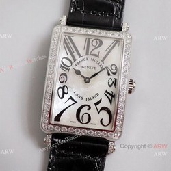 2021 New 1:1 Copy Franck Muller Long Island White MOP Diamond Bezel Watch