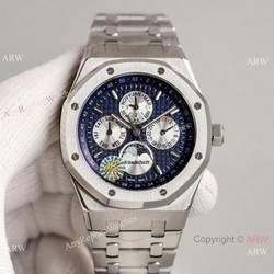 JH Factory Swiss Copy Audemars Piguet Royal Oak Perpetual Calendar Cal.5134 Blue Dial Watch Men
