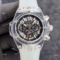 2021 New Hublot Unico Sapphire Transparent Chronograph Watch Black Inner
